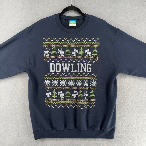 Champion Eco Fleece Dowling Fair Isle Winter Crewneck Sweatshirt L Pullover Blue - Picture 4 of 9